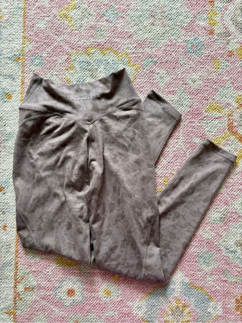 Alphalete Taupe Animal Print High Waisted Leggings Size M